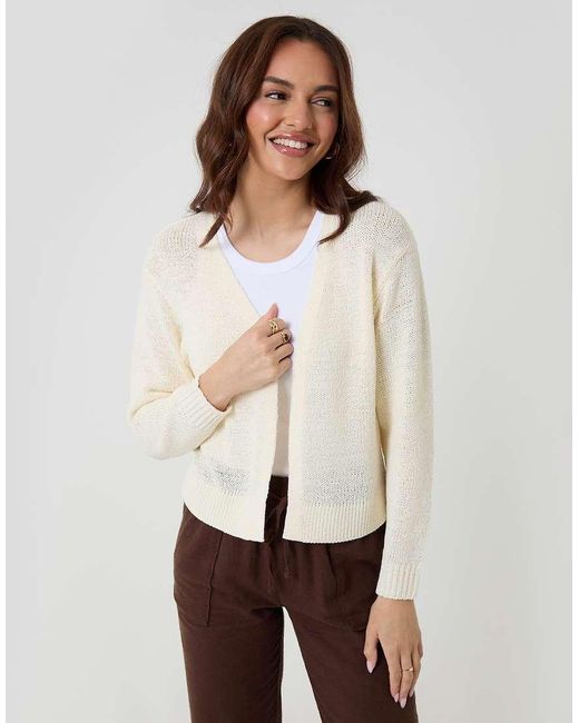 Threadbare White Dropped Shoulder Open Cardigan