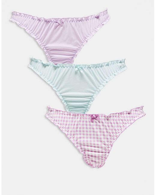 Cotton On Pink 3 Pack Lettuce Hem G String Brief