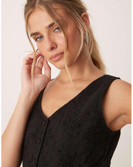 Brave Soul Mini Jurk Van Broderie in het Black