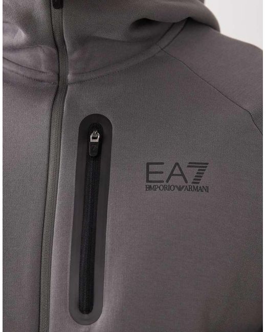 EA7 Gray Armani Zip Up Hooded Jacket Co-ord for men