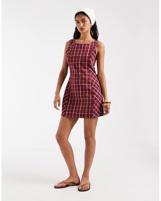 Free People Red Atlas Plaid Mini Dress