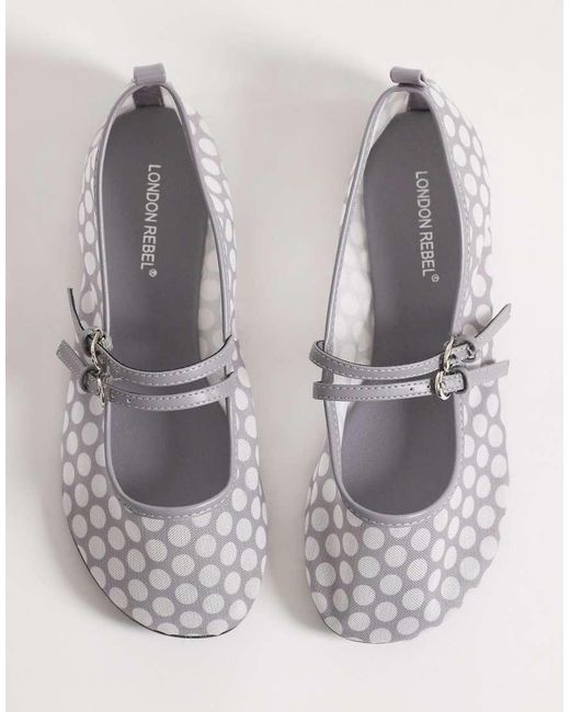 London Rebel White Mia Strappy Ruched Ballet Flats