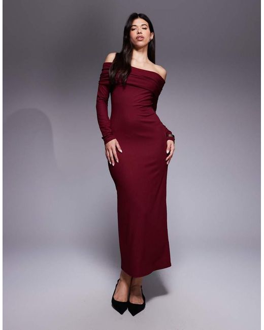 ASOS Purple Bow Detail Rib Midi Dress