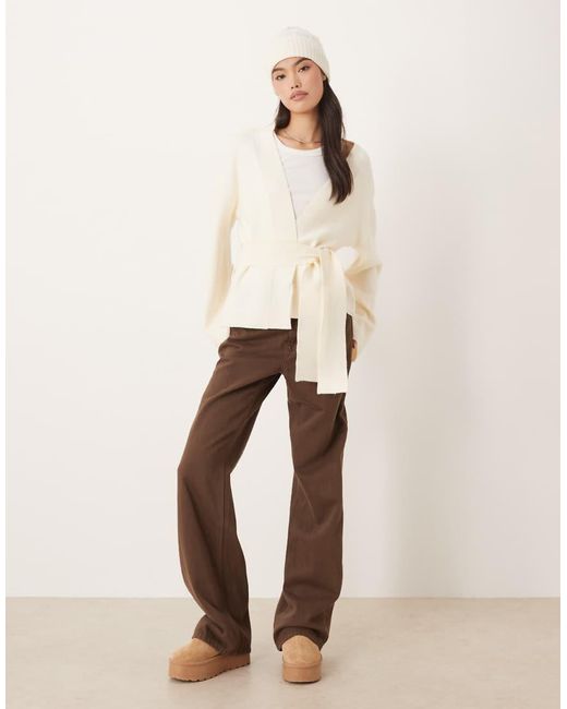 Gina Tricot Natural Knitted Wrap Kimono Cardigan