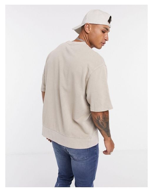 TOPMAN Short Sleeve Sweatshirt in Brown for Men | Lyst