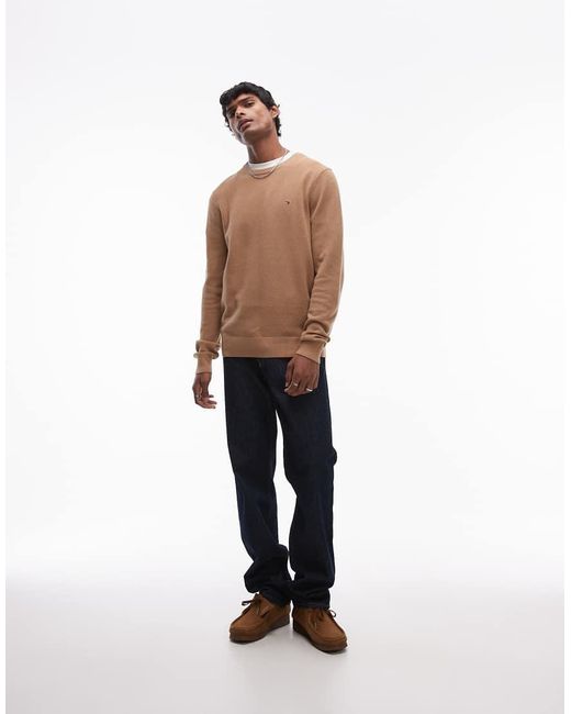 Jersey Beis Básico Con Cuello Redondo De -Beis Neutro Tommy Hilfiger de hombre de color Natural
