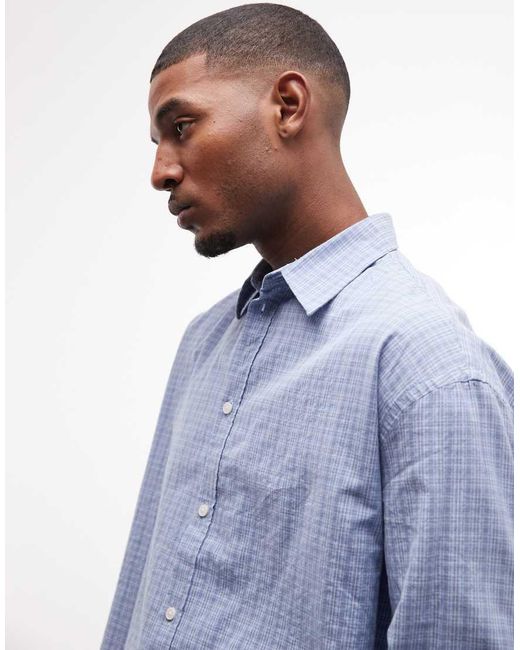 Weekday Blue Boxy Fit Long Sleeve Shirt for men