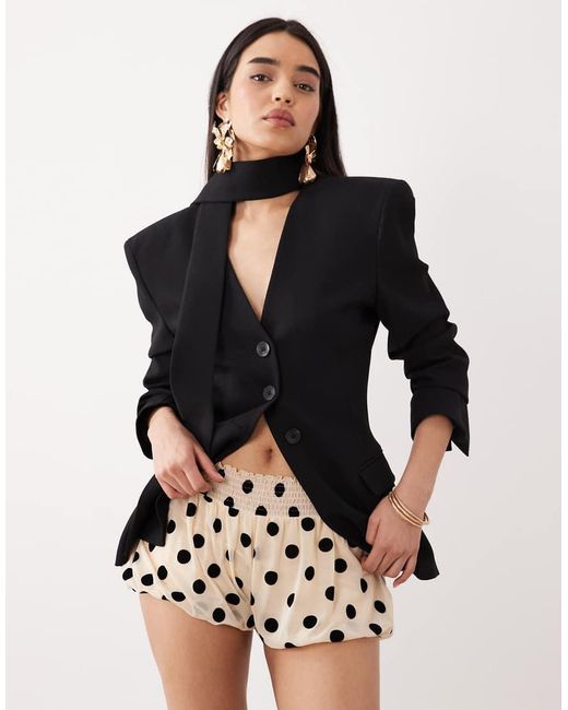 ASOS Black Flocked Polka Dot Mini Bloomer Shorts
