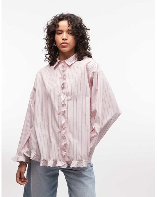 Collusion Pink Oversized Frill Shirt