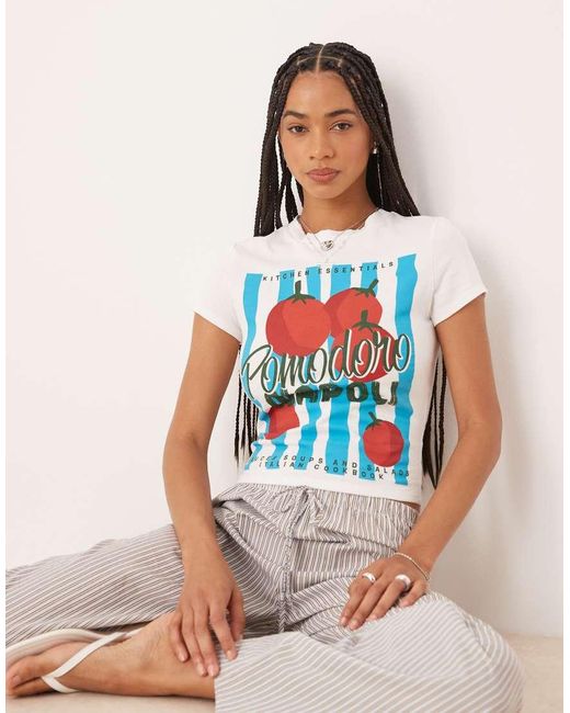 ASOS White Baby Tee With Tomato Graphic