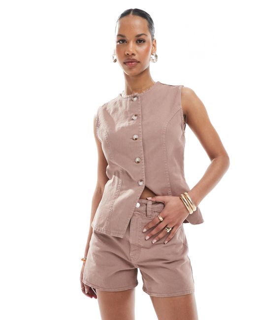 ASOS Pink Denim Longline A Line Short