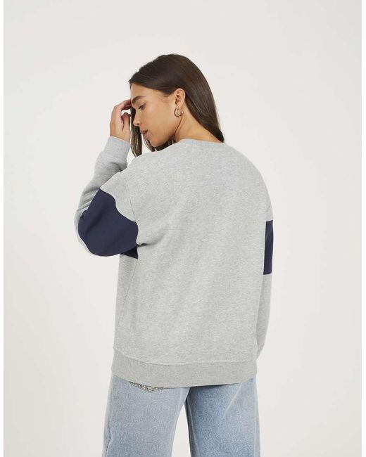 Brave Soul Blue Contrast Stripe Panel Crew Neck Sweatshirt