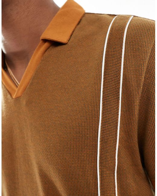 ASOS Brown Relaxed Revere Polo Shirt for men