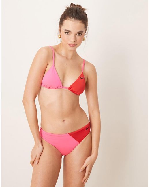 Nike Red Nike Colourblock Hipster Bikini Bottom