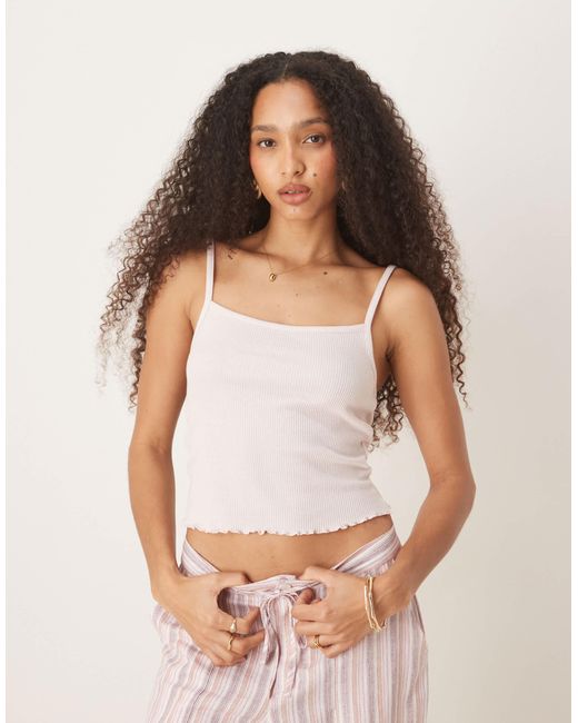 ASOS Pink Waffle Lettuce Edge Cami Vest