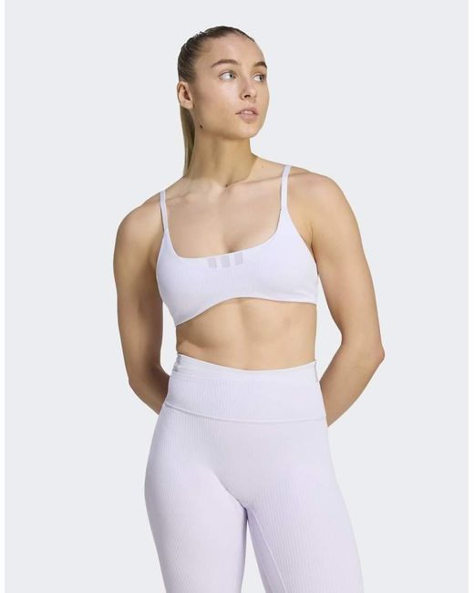Adidas Originals White All Me Light Support Rib Bra