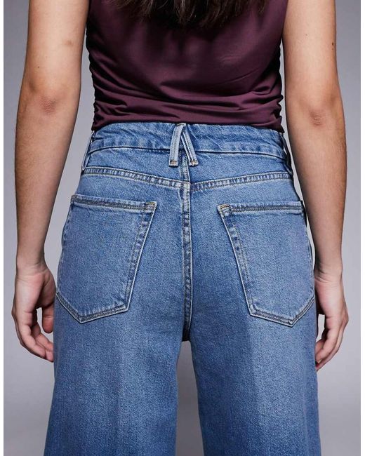 GOOD AMERICAN Blue Good Skate High Waisted Wide Leg Comfort Denim Jeans