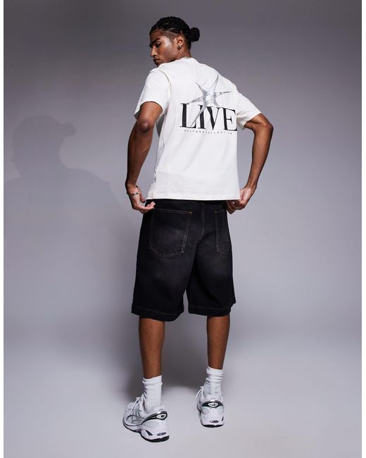 T-shirt oversize à imprimé au dos - crème ADPT pour homme en coloris Black