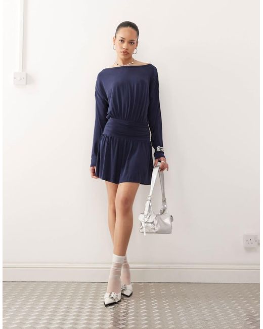 Motel Blue Sanuli Slinky Batwing Mini Dress