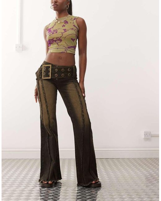 Minga Natural London Belted Flare Jean