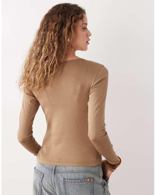 Weekday Blue V-neck Long Sleeve Top