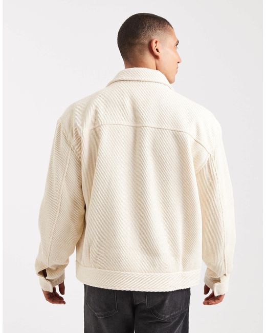 Blouson harrington imitation laine - beige ASOS pour homme en coloris Natural