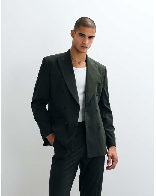 ASOS Green Slim Double Breasted Suit Jacket for men