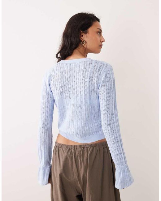 Miss Selfridge White Knitted Cardigan With Flute Sleeve