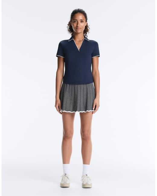 Oysho Blue Comfortlux Short Sleeve Piping Polo Shirt