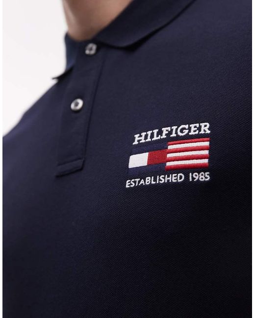 Tommy Hilfiger Polo Met Regular Pasvorm En Vlaglogo in het Blue voor heren