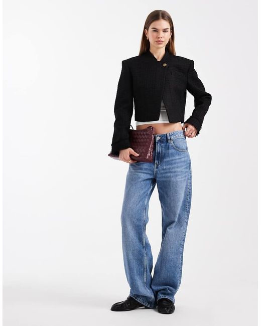 ASOS Black Wrap Lapel Cropped Blazer