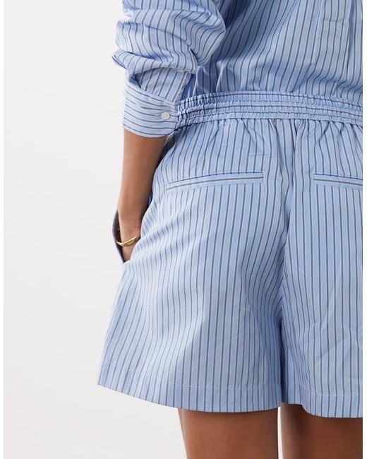 Polo Ralph Lauren Blue Ralph Lauren Wimbledon Capsule Striped Co-Ord Pleated Shorts With Crest Embroidery