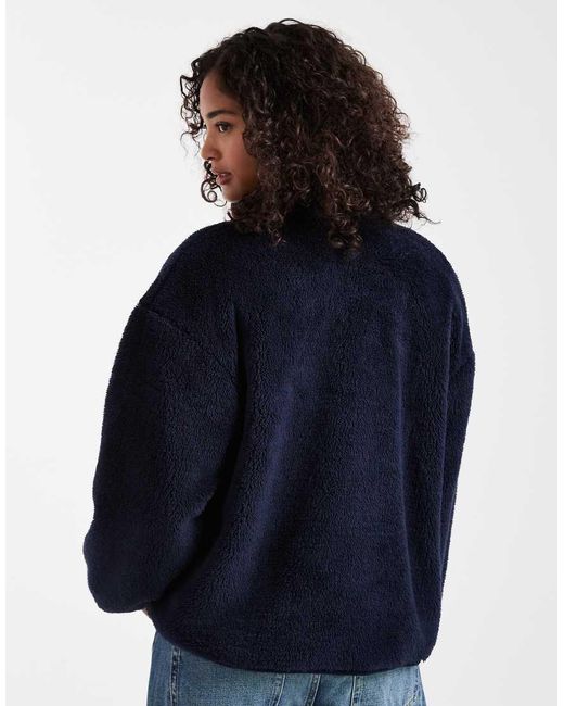 ONLY Blue Oversize Contrast Pocket Fleece