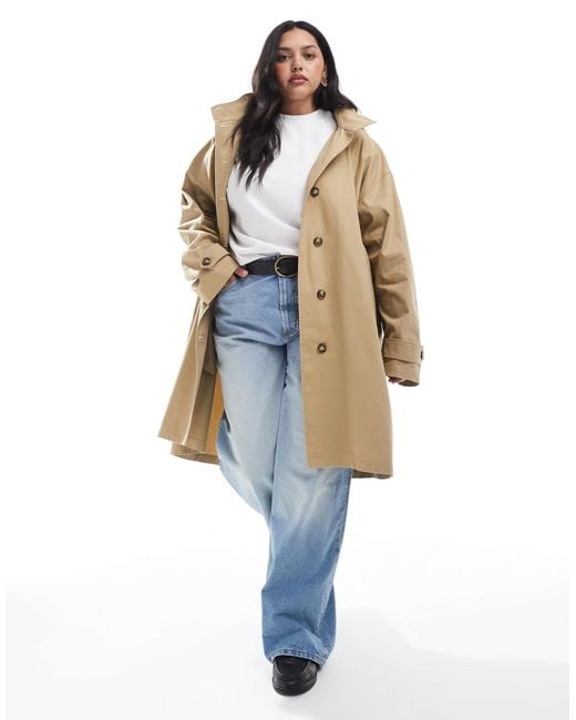 ASOS Multicolor Asos Design Curve Hooded Washed Trench Coat