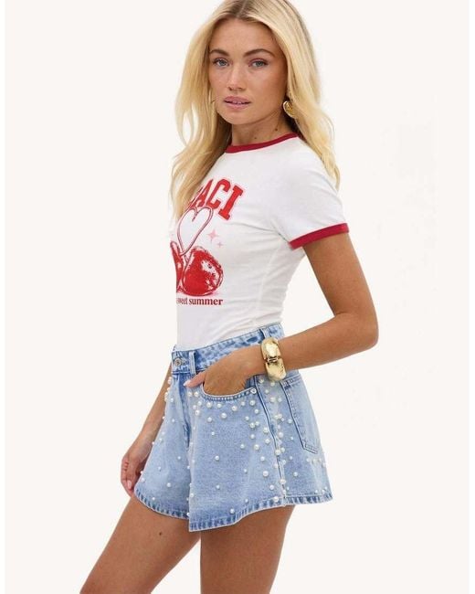 Loavies Blue Ready For Anything Shorts With Pearl Details