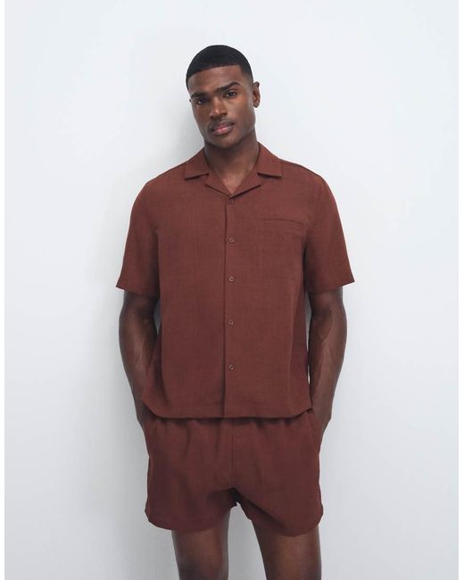 ASOS Red Co-ord Linen Look Relaxed Shirt for men