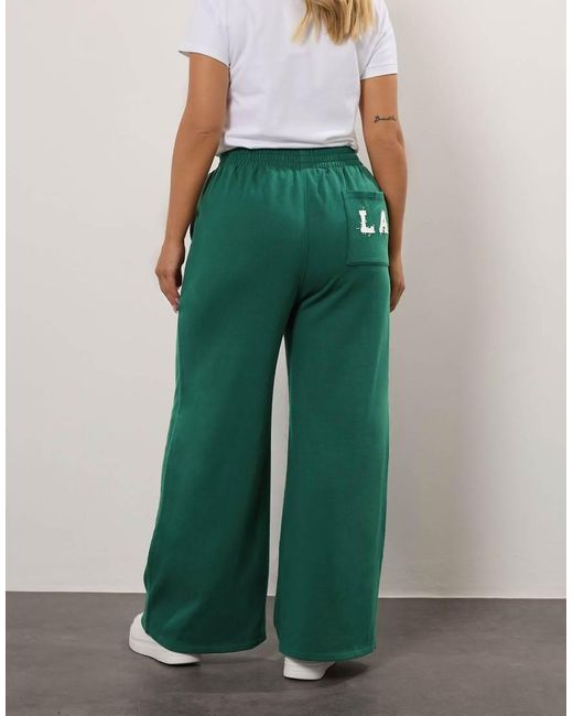 Yours Clothing Green 'La' Wide Leg Joggers