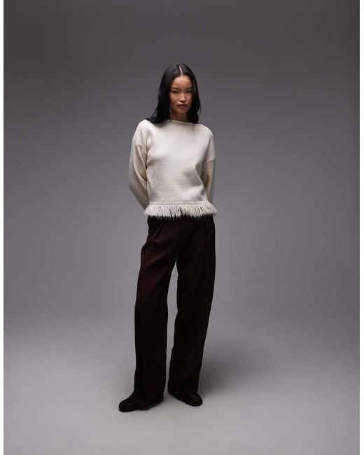 ASOS Gebreide Oversized Trui Met Kwastjes in het Gray