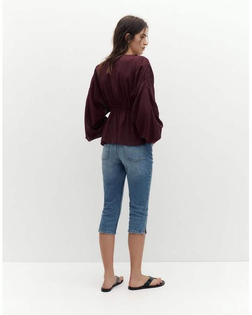 Pull&Bear Red Beaded Tie-front Shirt