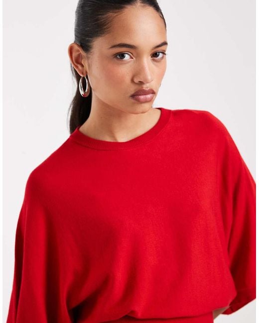 ASOS Red Batwing Waisted Top