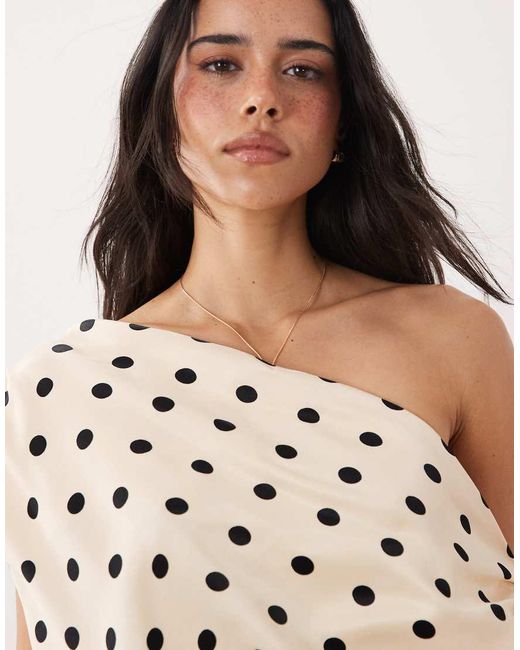 ASOS Natural Satin One Shoulder Drape Mini Dress