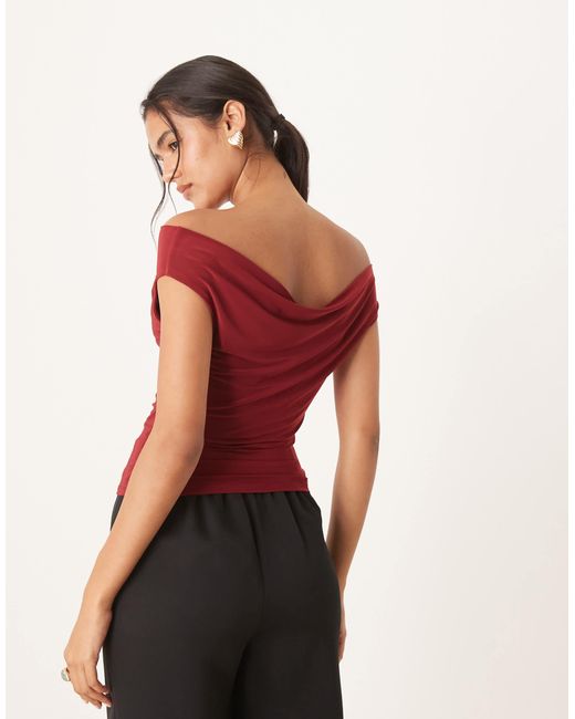 ASOS Red Slinky Drape Cowl Neck Top