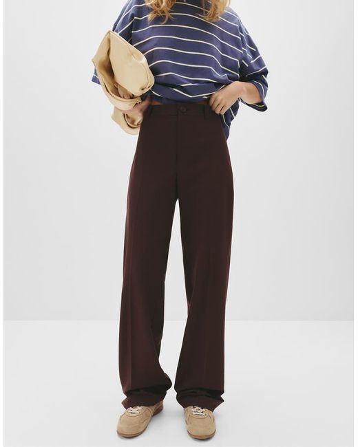 Pull&Bear Blue Smart High Waist Straight Leg Trousers