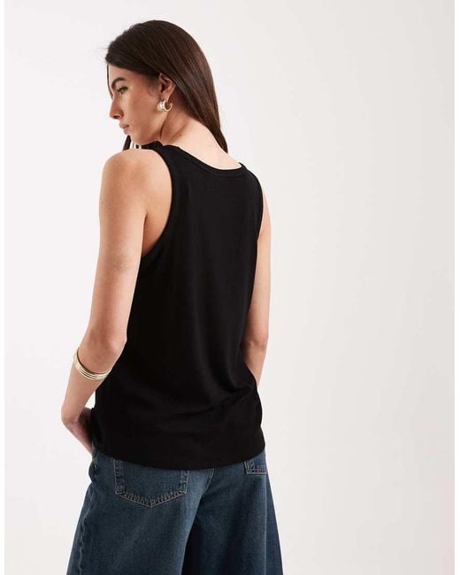 ASOS Black Sheer Loose Fit Scoop Neck Vest