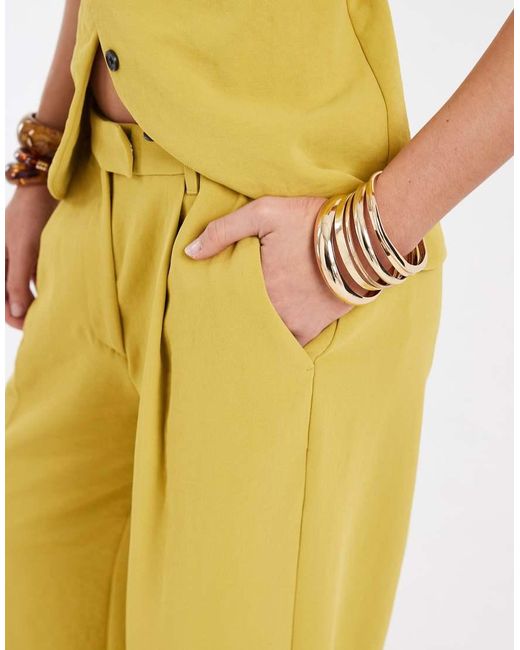 ASOS Metallic Tailored Low Rise Fluid Mensy Pants