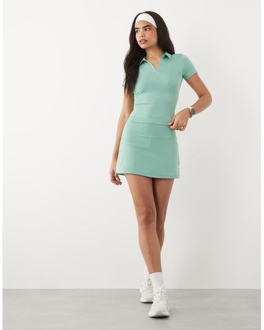 4505 Green Active Short Sleeve Tennis Polo Top