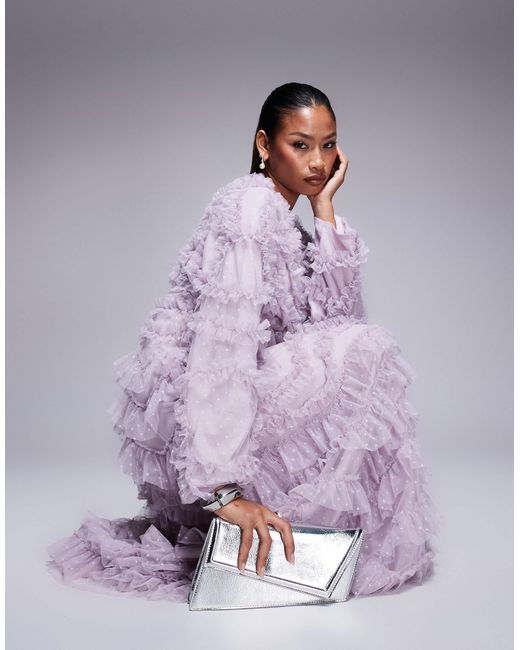 Maryisa - robe longue à volants avec manches longues - lilas Beauut en coloris Purple