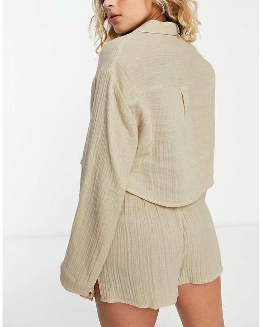 ASOS Natural Pocket Oversized Beach Shirt