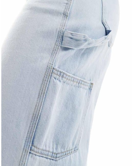 Stradivarius Blue Wide Leg Carpenter Jean