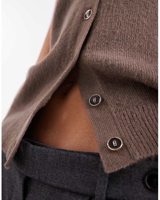 New Look Gray Button Down Knitted Waistcoat